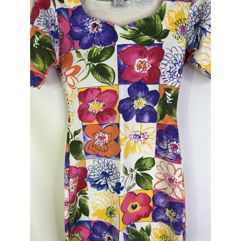 Vintage 90s Express Rainbow Patchwork Floral Penc… - image 4